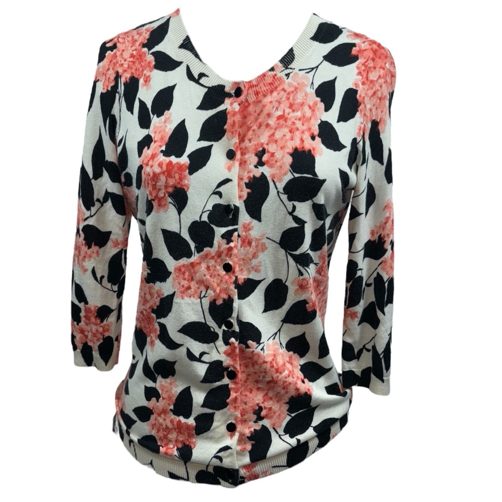Talbots Sweater Cardigan Floral Petite Small